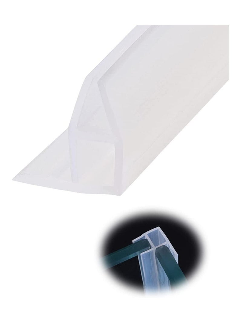 SYOSI Glass Door Seal Strip, Frameless Glass Shower Door Sweep, Door Bottom Side/Corner Side Seal Strip Seal Rubber, Stop Shower Leaks and Create a Water Barrier, 10mm Thickness, 5M Length Corner Type - Image 1