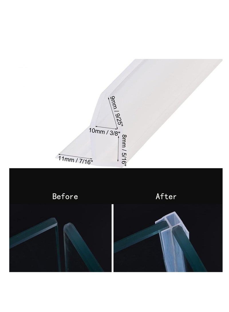 SYOSI Glass Door Seal Strip, Frameless Glass Shower Door Sweep, Door Bottom Side/Corner Side Seal Strip Seal Rubber, Stop Shower Leaks and Create a Water Barrier, 10mm Thickness, 5M Length Corner Type - Image 3