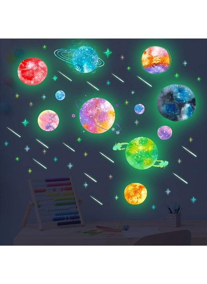 DMG TECH Fluorescent Wall Stickers Fluorescent 3D Realistic Sticker Dots Stars Moon And Planet Glow In The Dark Diy Luminous Adhesives Decals For Kids Bedroom Ceiling Walls Living Room Decorations  - Image 3