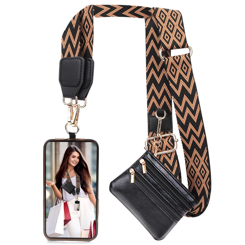 XANGNIER Clip and Go Strap for Phone with Wallet Crossbody, Phone Strap with Zippered Wallet, Adjustable Anti Theft Cellphone Lanyard for Women, Cellphone Chain Accessories,Multicolor 6 - Image 1