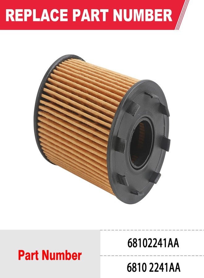 Fitede Oil Filter Compatible with Dodge Dart Fiat 500 500L 500X Linea Punto Jeep Renegade 1.4 L4 Engine Replaces# 68102241AA (2 Pcs) - Image 2