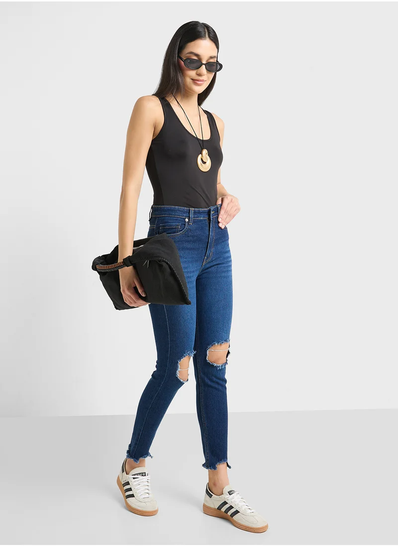 جينجر Skinny Fit Distressed Jeans