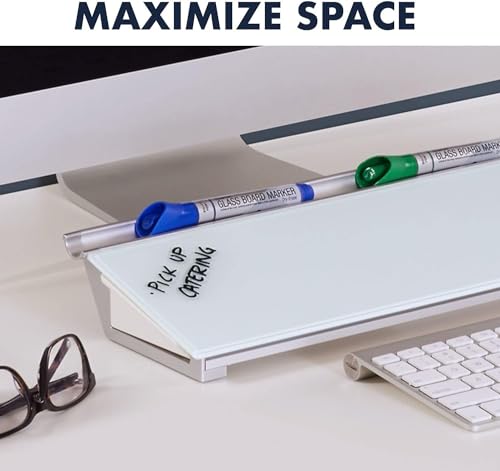 Quartet Glass Dry Erase White Board, Desktop Computer Pad for Notetaking, 18" x 6" Whiteboard, Clean Erase Surface with Storage, 1 Dry Erase Marker, White Surface (GDP186) - Image 3