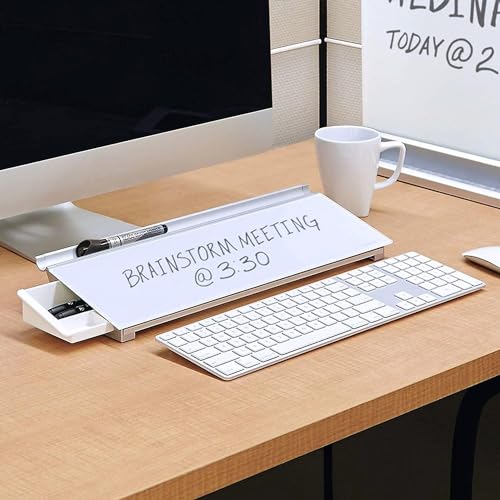 Quartet Glass Dry Erase White Board, Desktop Computer Pad for Notetaking, 18" x 6" Whiteboard, Clean Erase Surface with Storage, 1 Dry Erase Marker, White Surface (GDP186) - Image 2
