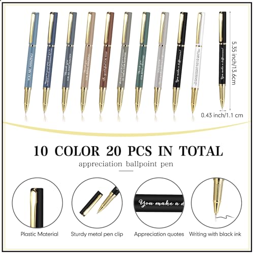 PerKoop 20 Sets Thank You Gifts Inspirational Ballpoint Pen with Box Employee Appreciation Gift Bulk for Fathers Day Police Graduation Teacher Nurse Office Staff CoworkerMorandi SeriesThank You - Image 3