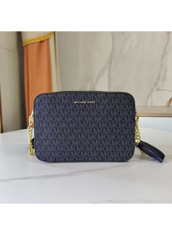 Michael Best-Selling Women's Bag: MICHAEL KORS MK Chain Strap Small Square Bag, Shoulder/Crossbody Fringe Camera Bag - Image 1