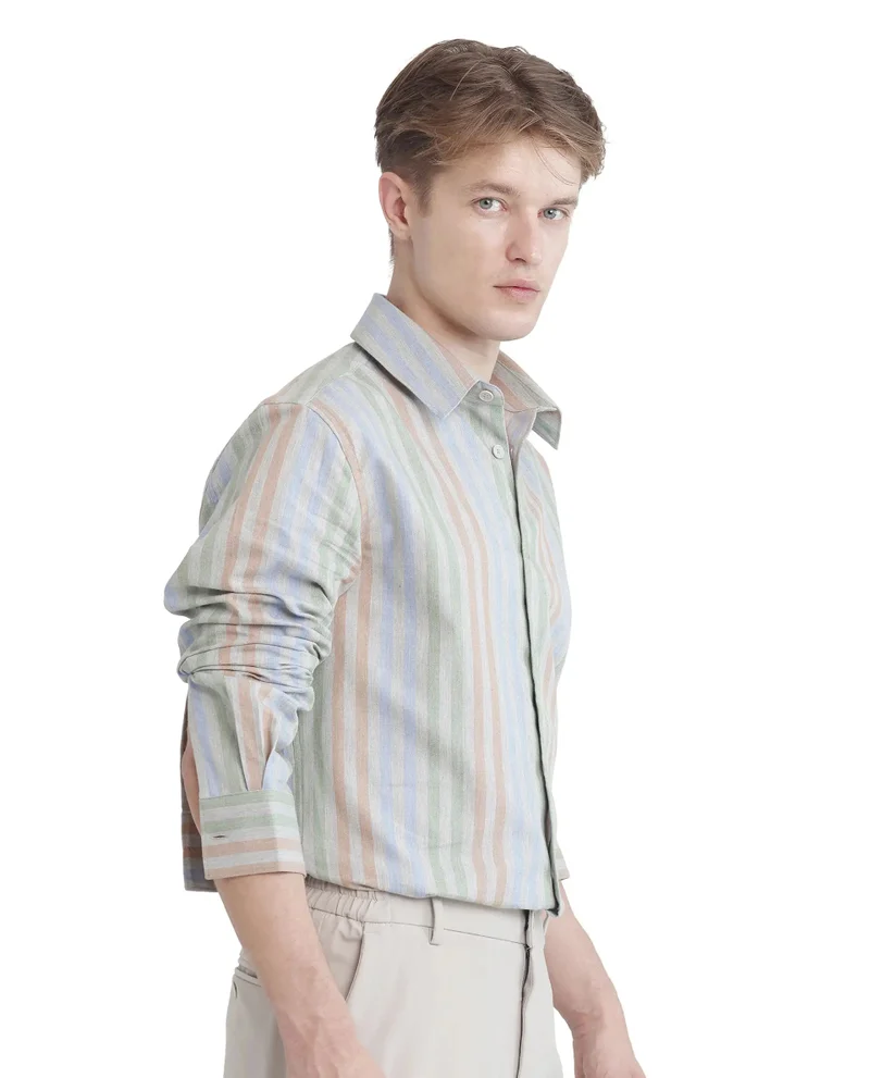 Rare Rabbit Men's Striped Regular Fit Shirt