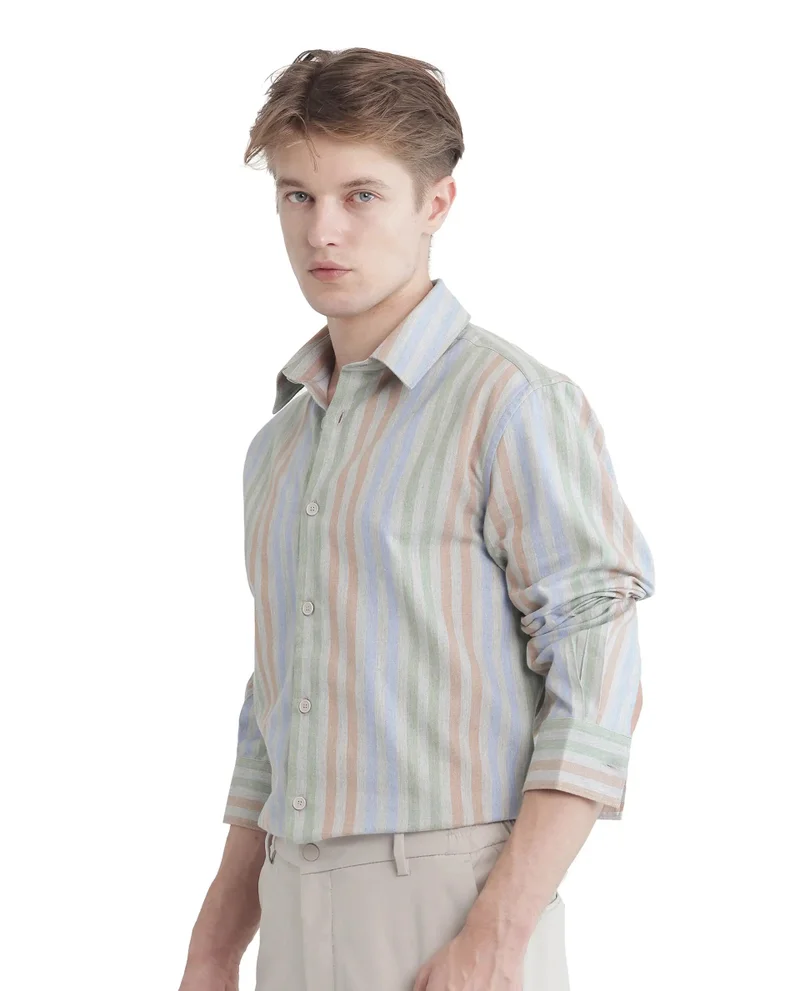 Rare Rabbit Men's Striped Regular Fit Shirt