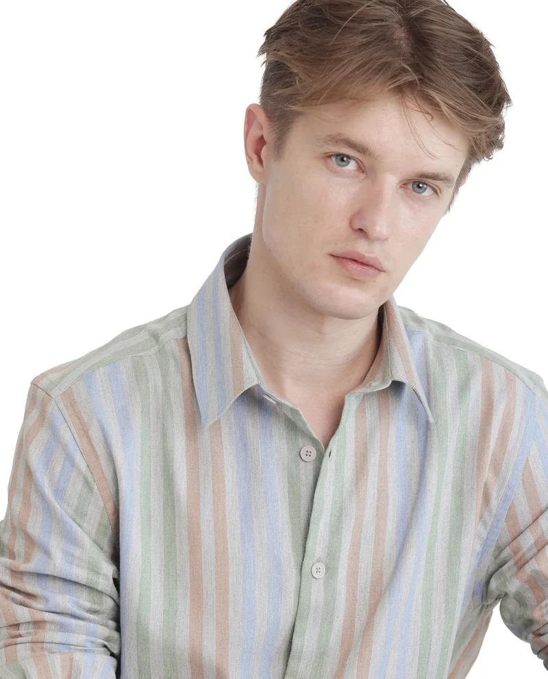 Rare Rabbit Men's Striped Regular Fit Shirt