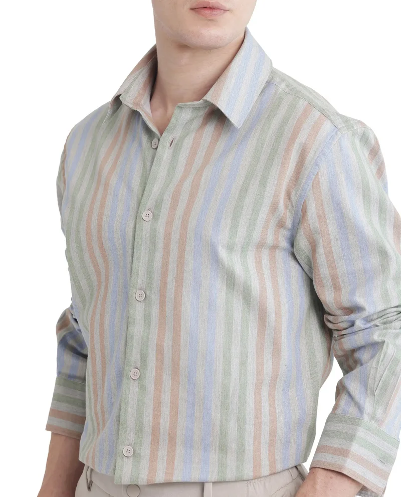 Rare Rabbit Men's Striped Regular Fit Shirt