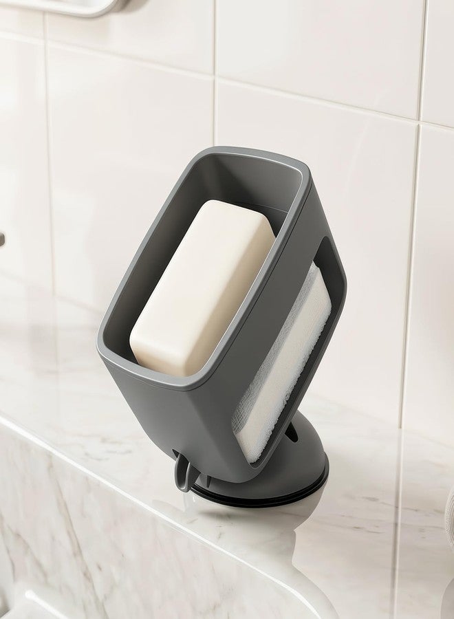 MIORAH Suction Sponge Holder for Kitchen Sink with Free Sponge | Kitchen Sink Soap Holder | Self Adhesive Sponge Holder with Sponge - Image 1