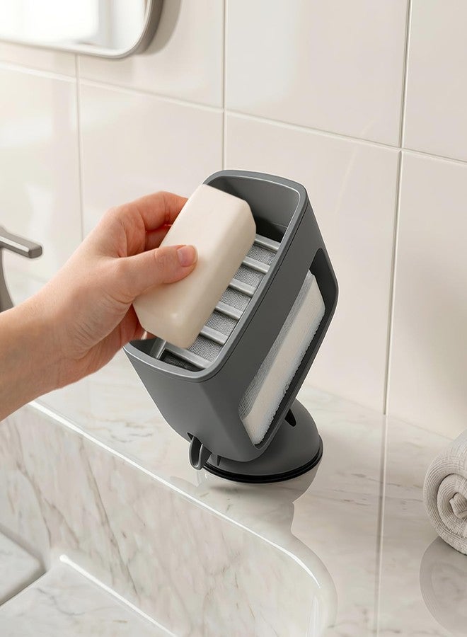 MIORAH Suction Sponge Holder for Kitchen Sink with Free Sponge | Kitchen Sink Soap Holder | Self Adhesive Sponge Holder with Sponge - Image 5
