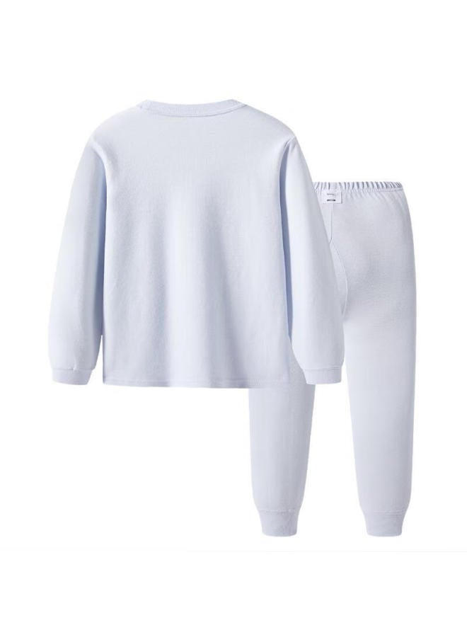 THREEGUN Children'S Clothing, Soft Cotton Boys' Turtleneck Thermal Underwear Set, 29489D0 Blue, 150 - Image 4