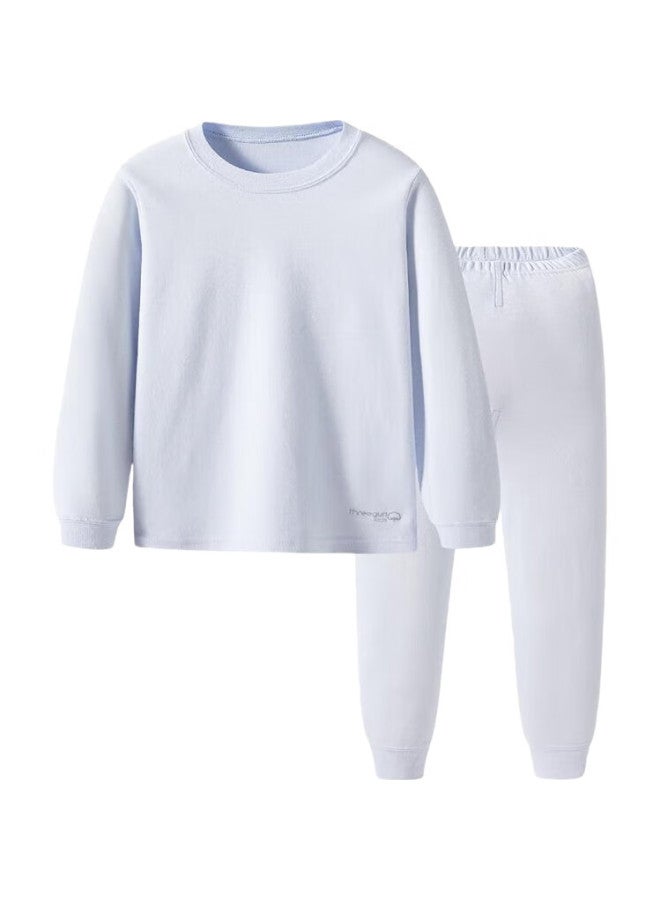THREEGUN Children'S Clothing, Soft Cotton Boys' Turtleneck Thermal Underwear Set, 29489D0 Blue, 150 - Image 1