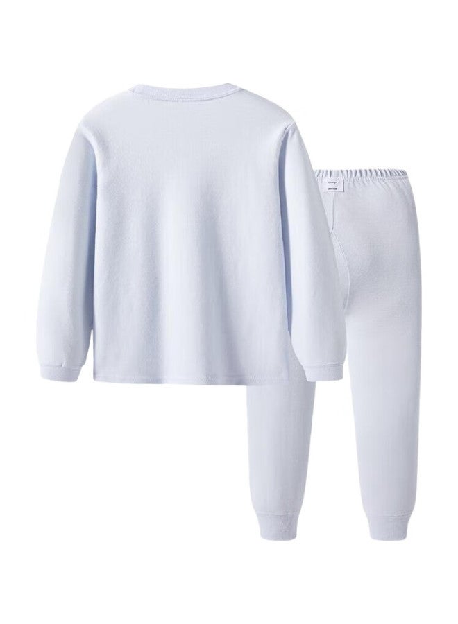 THREEGUN Children'S Clothing, Soft Cotton Boys' Turtleneck Thermal Underwear Set, 29489D0 Blue, 150 - Image 2