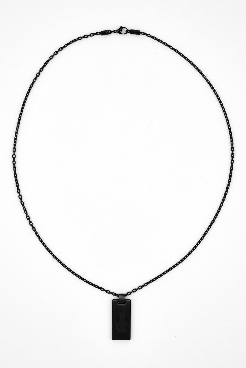 LACOSTE Men Stainless Steel Baseline Collection Pendant Necklace, Black - Image 4