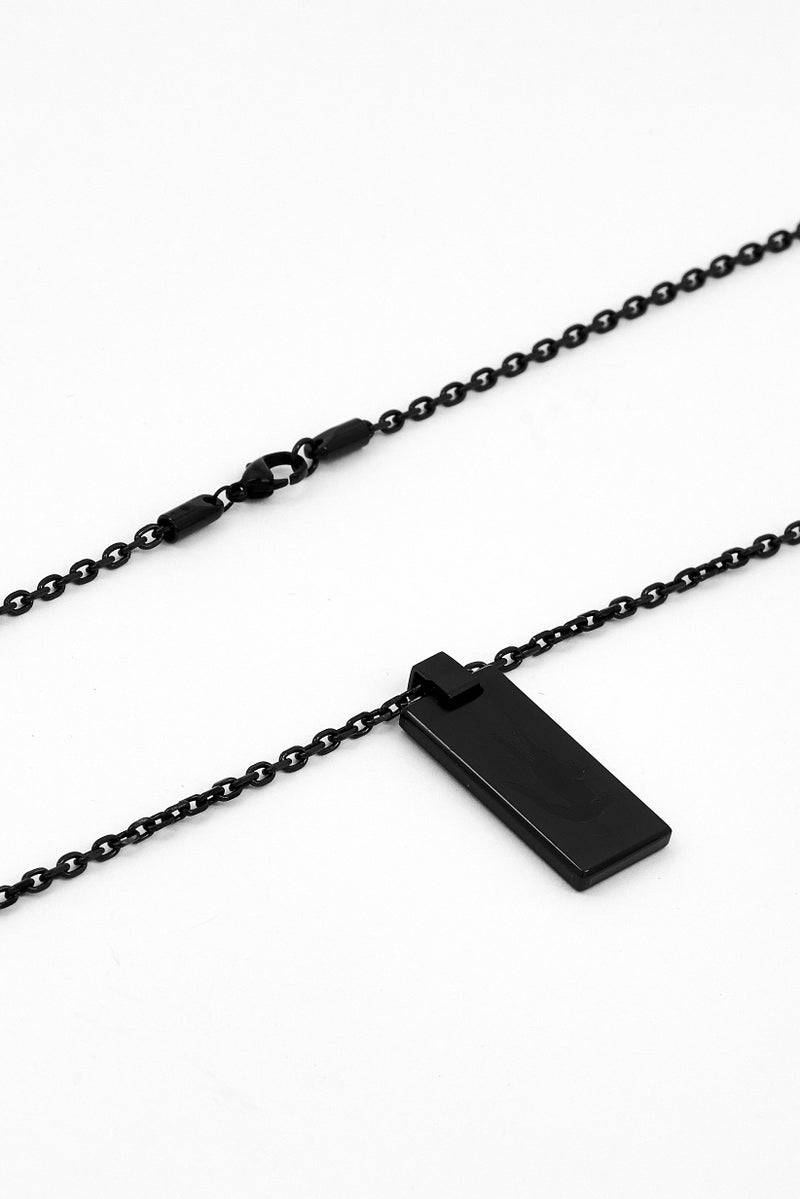 LACOSTE Men Stainless Steel Baseline Collection Pendant Necklace, Black - Image 3