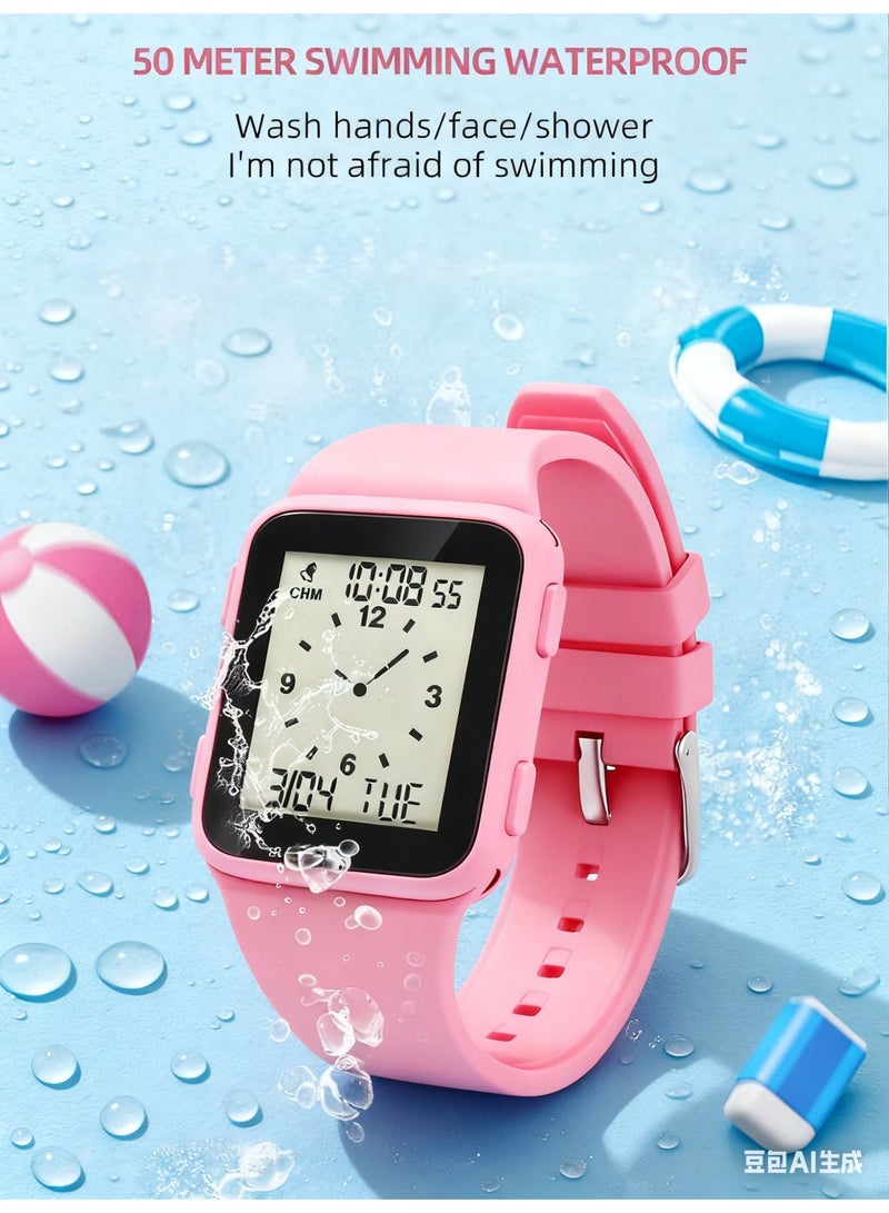 ساعة أطفال جديدة P13، مناسبة للفتيات والأولاد، ساعة رياضية رقمية، ساعة مضيئة، مع وضع التنبيه، مقاومة للماء حتى عمق 50 مترًا، ومقاومة للصدمات والسقوط، مناسبة للأولاد والبنات والمراهقين من سن 5 إلى 16 عامًا - Image 3