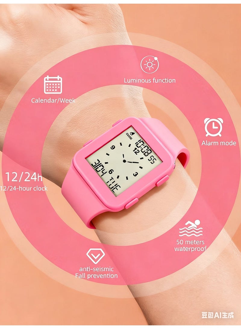 ساعة أطفال جديدة P13، مناسبة للفتيات والأولاد، ساعة رياضية رقمية، ساعة مضيئة، مع وضع التنبيه، مقاومة للماء حتى عمق 50 مترًا، ومقاومة للصدمات والسقوط، مناسبة للأولاد والبنات والمراهقين من سن 5 إلى 16 عامًا - Image 4