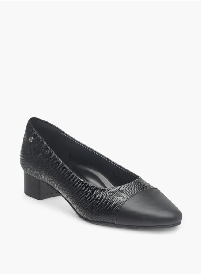 سيليست Womens Textured Slip-On Ballerina Shoes With Block Heels