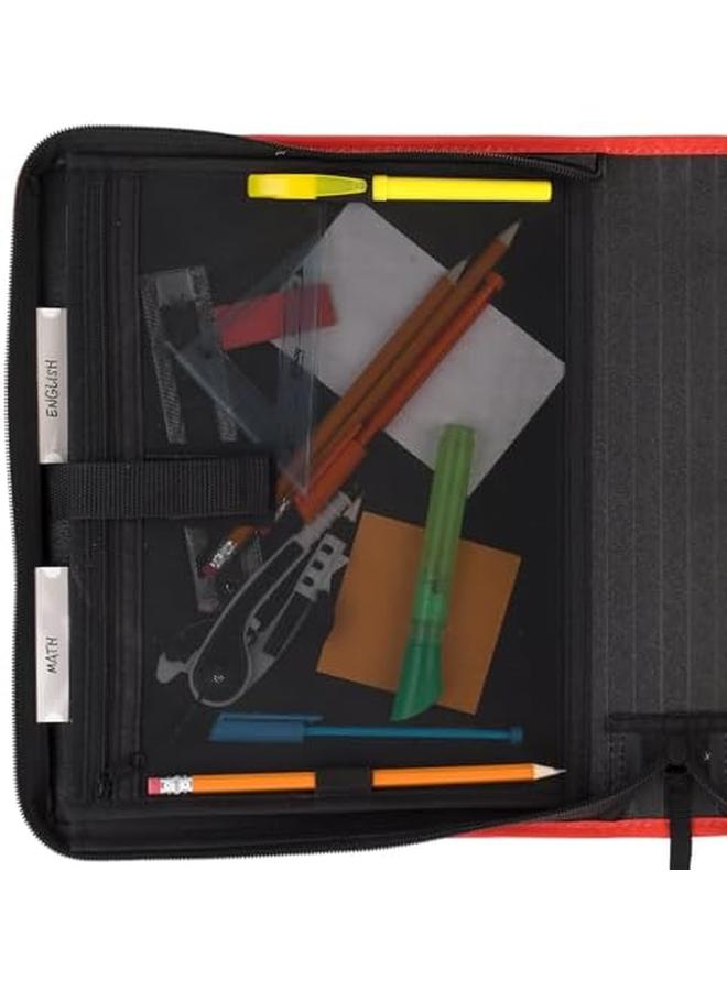 Five Star Zipper Binder 1 1 2 Inch 3 Ring Binder For School 3 Pocket Expanding File 500 Sheet Capacity Red 72206 - Image 3
