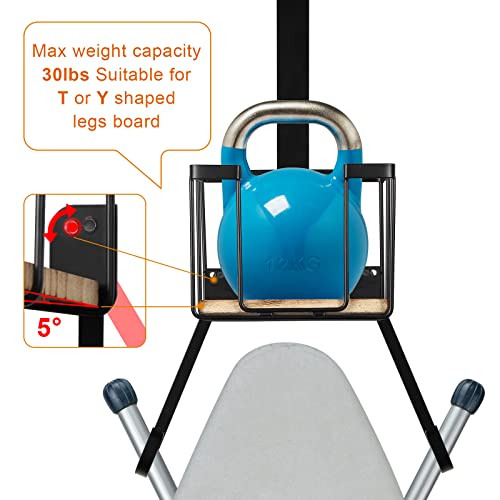 TJMOREE TJ.MOREE Wall Mount/Over The Door Ironing Board Holder with Large Storage Basket, Laundry Room Iron and Ironing Board Holder Storage Holder Black Middle - Image 5