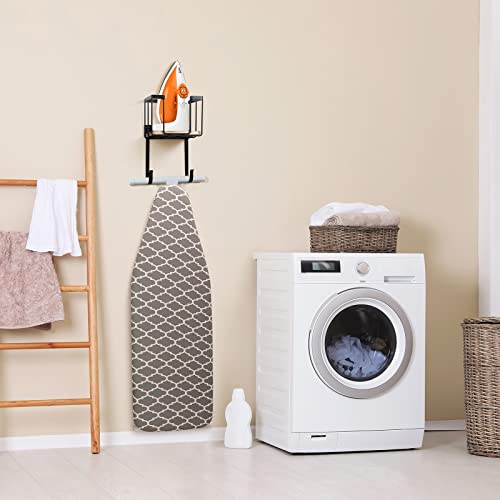 TJMOREE TJ.MOREE Wall Mount/Over The Door Ironing Board Holder with Large Storage Basket, Laundry Room Iron and Ironing Board Holder Storage Holder Black Middle - Image 3