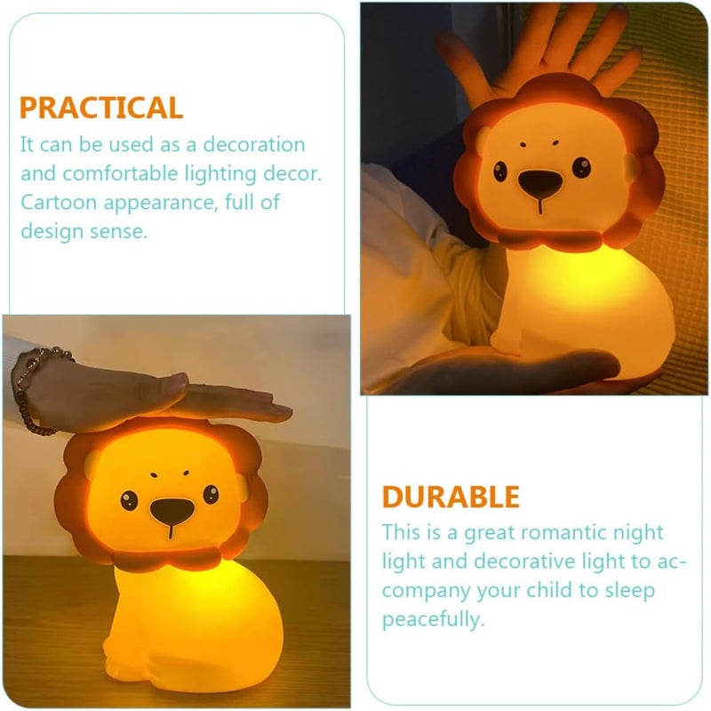 VICASKY Cartoon Lion Night Lamp for Bedroom and Nursery, Silicone Bedside Night Light with 1w Soft Glow, Small Nursing Lamp for Boys - Image 3