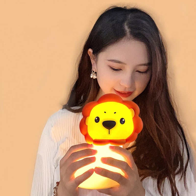 VICASKY Cartoon Lion Night Lamp for Bedroom and Nursery, Silicone Bedside Night Light with 1w Soft Glow, Small Nursing Lamp for Boys - Image 4