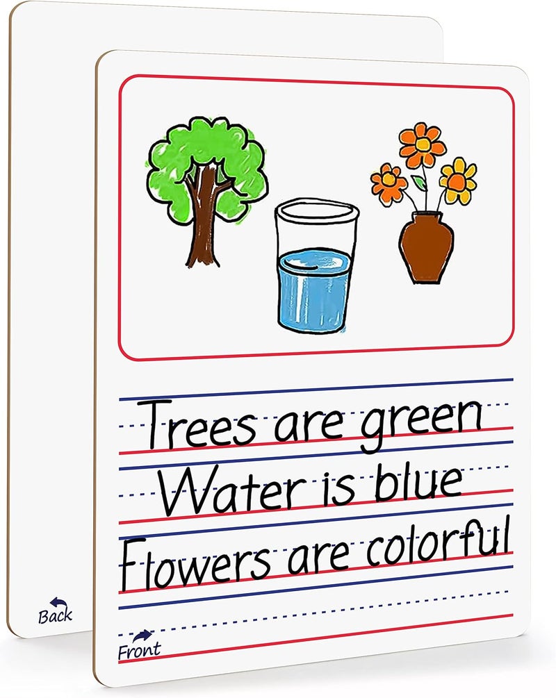 Scribbledo Double Sided Whiteboard 9”x12” Story Lined Dry Erase Board for Kids Writing Board Age 3-5 Practice Drawing Small White Board Teacher Elementary Grade 1 Kindergarten Preschool - Image 1