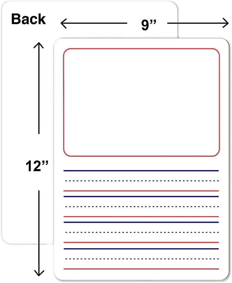 Scribbledo Double Sided Whiteboard 9”x12” Story Lined Dry Erase Board for Kids Writing Board Age 3-5 Practice Drawing Small White Board Teacher Elementary Grade 1 Kindergarten Preschool - Image 5