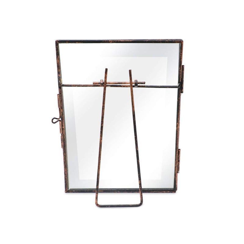 Isaac Jacobs 5x7, Antique Bronze, Vintage Style Brass and Glass, Metal Floating Picture Frame (Vertical) with Locket Closure, for Photos, Art, & More, Tabletop Display (5x7 Antique Bronze) - Image 3
