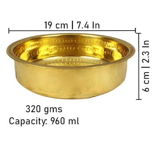 Putrika Brass Cooking Utensil Patile|Tope|Cookware|Tapeli|Peetal|Urli|Ponichatti| Vessel |Thiruvaradhana Bowl|Tharpana Chatti|Abhisheka Pathram for Pooja| Puja – Nombu Bowl (Small) - Image 3