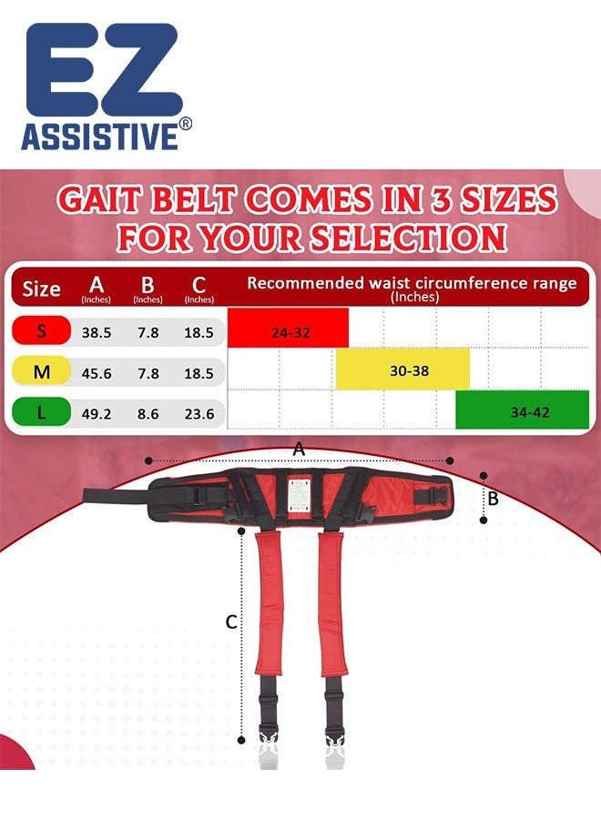EZ Assistive Gait Belt with Padded Handles & Leg Straps for Seniors, Medical Gate Belt Transfer Belts with Buckle for Elderly Walking (Small) - Image 2