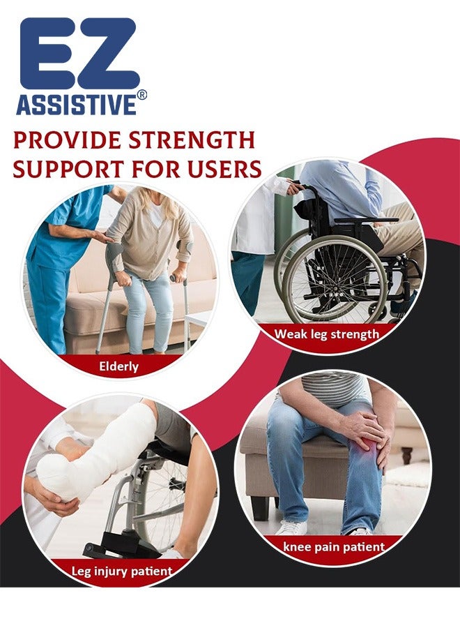 EZ Assistive Gait Belt with Padded Handles & Leg Straps for Seniors, Medical Gate Belt Transfer Belts with Buckle for Elderly Walking (Small) - Image 3