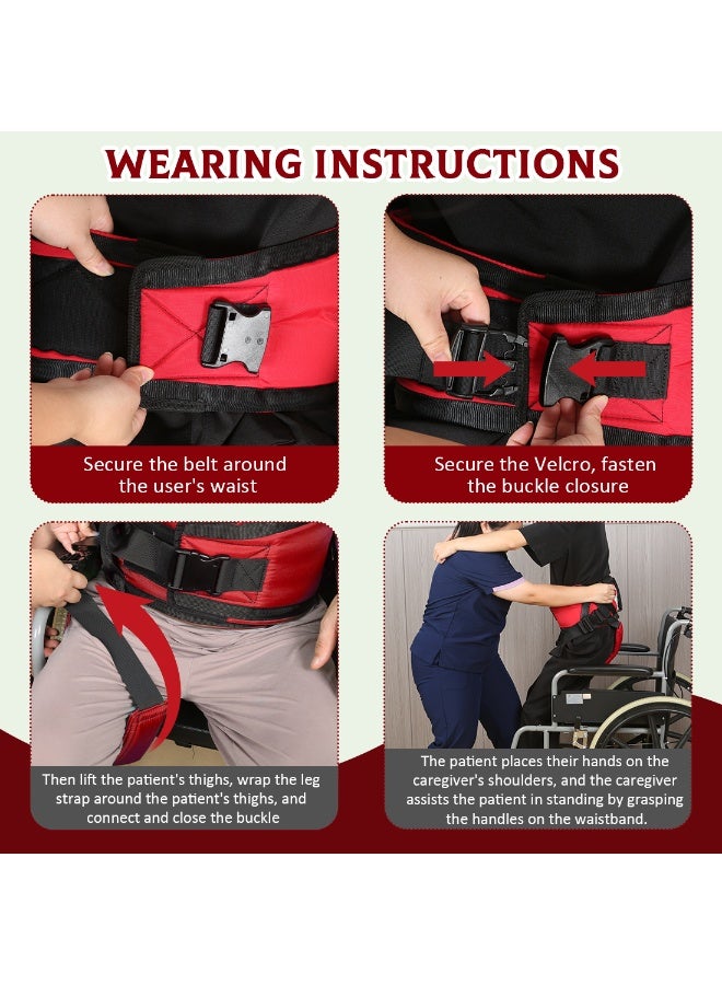 EZ Assistive Gait Belt with Padded Handles & Leg Straps for Seniors, Medical Gate Belt Transfer Belts with Buckle for Elderly Walking (Small) - Image 2