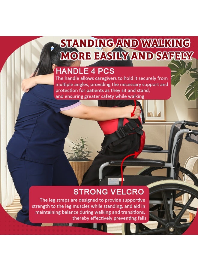EZ Assistive Gait Belt with Padded Handles & Leg Straps for Seniors, Medical Gate Belt Transfer Belts with Buckle for Elderly Walking (Small) - Image 3