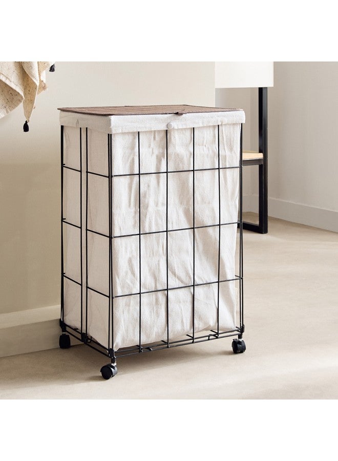 Home Box Knock Down Laundry Hamper with Castor Wheels 40 x 60 x 30 cm - Image 1