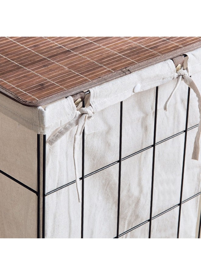 Home Box Knock Down Laundry Hamper with Castor Wheels 40 x 60 x 30 cm - Image 4