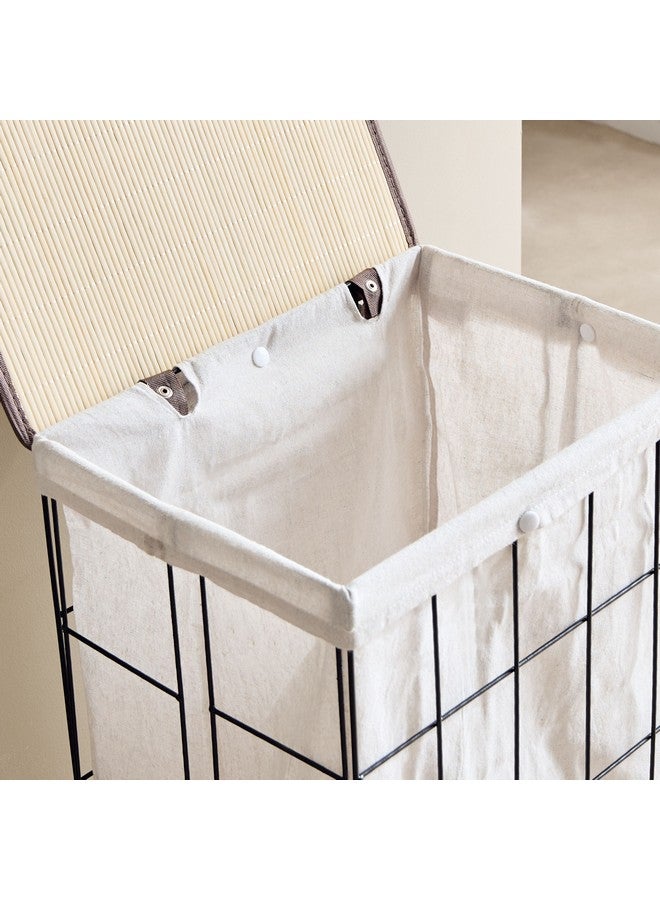 Home Box Knock Down Laundry Hamper with Castor Wheels 40 x 60 x 30 cm - Image 3