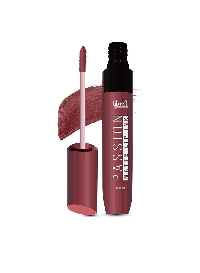 جلام 21 أحمر شفاه Glam21 Passion Matte Lip Ink | ثبات اللون حتى 12 ساعة | خفيف الوزن ومريح | غير لزج وغير مجفف - 16 جرعة يومية، 6 غرام - Image 1