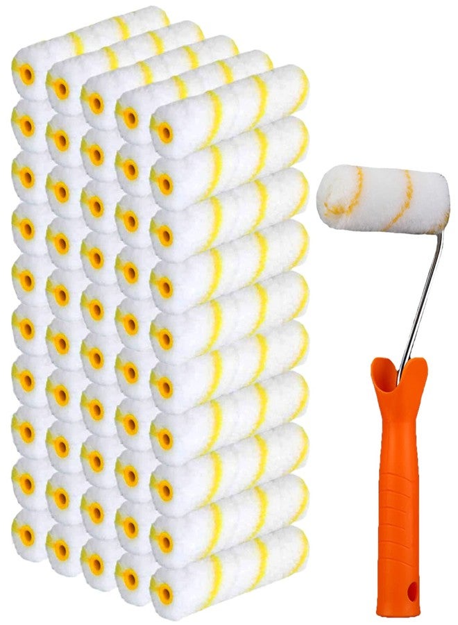 Tergy 100 Pieces 4 Inch Paint Roller Covers Small Roller Nap with Roller Frame Kit Mini Paint Rollers for House Painting Wall Painting Tools - Image 1