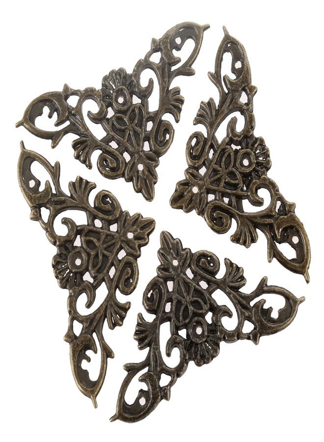 Dophee 4Pcs Vintage Farmhouse Style Floral Pattern Corner Protector Guards Edge Cover Decor Hardware for Wood Cabinet Boxes, Large Size - Image 1
