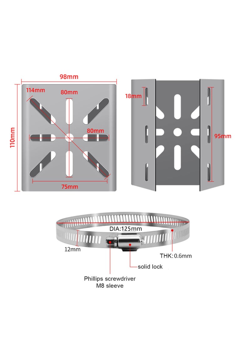 SYOSI - Universal Vertical Pole Mount for Security Camera, Stainless Steel Mounting Corner Bracket with 3 Loop Pipe Clamps, Solid Metal Mounting Corner Bracket for Cameras LED Wall, Solar Panels - Image 1