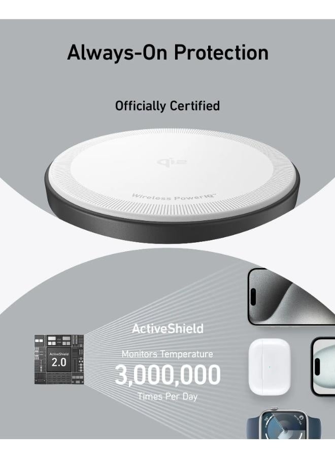 شاحن MagSafe متوافق، محطة شحن لاسلكية Anker 3 في 1، حامل لاسلكي معتمد من Qi2 بقوة 15 وات، لسلسلة iPhone 15/14، وAirPods Pro، وApple Watch Ultra (شاحن USB C وكابل متضمنان) - Image 2