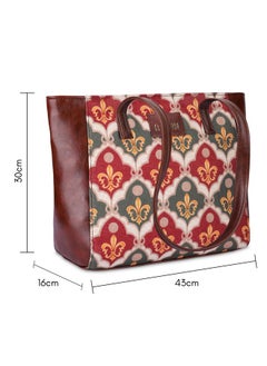 THE CLOWNFISH THE CLOWNFISH Valentine Printed Handicraft Fabric & Faux Leather Handbag for Women Office Bag Ladies Shoulder Bag Tote for Women College Girls (Pink-Rangoli Design)  - Image 3