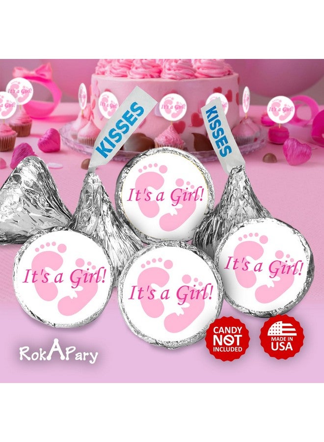 Creativity Labels 324 Its a Girl Pink Footprints Kisses Labels for Baby Shower Or Baby Sprinkle Party Or Event Decorations, Stickers, Wrappers, Favors. Made in USA - Image 2