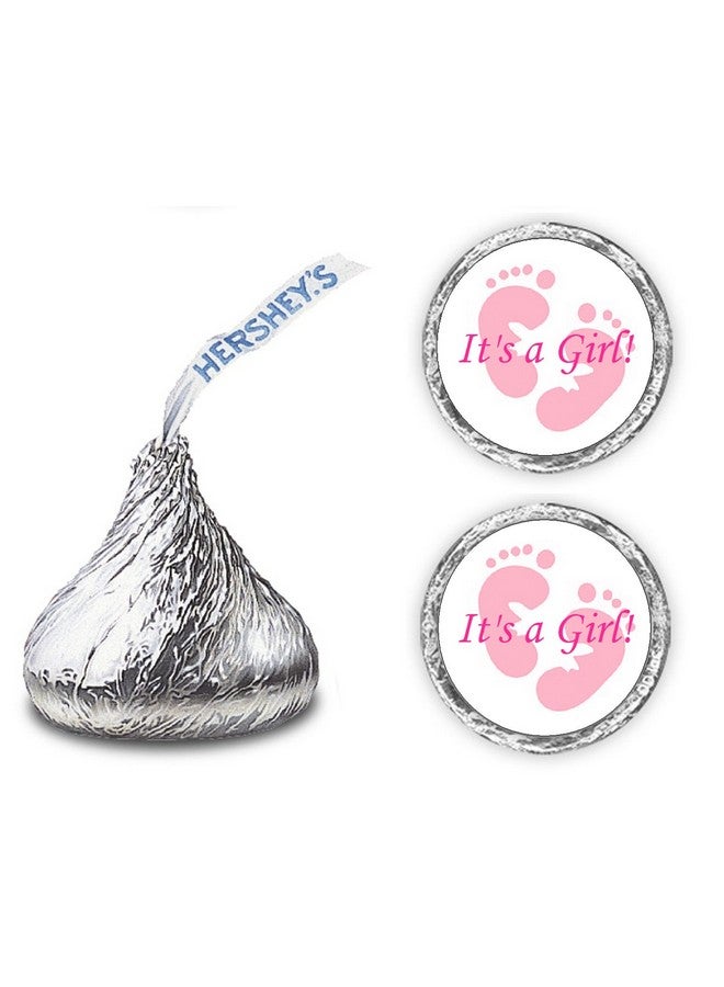 Creativity Labels 324 Its a Girl Pink Footprints Kisses Labels for Baby Shower Or Baby Sprinkle Party Or Event Decorations, Stickers, Wrappers, Favors. Made in USA - Image 1