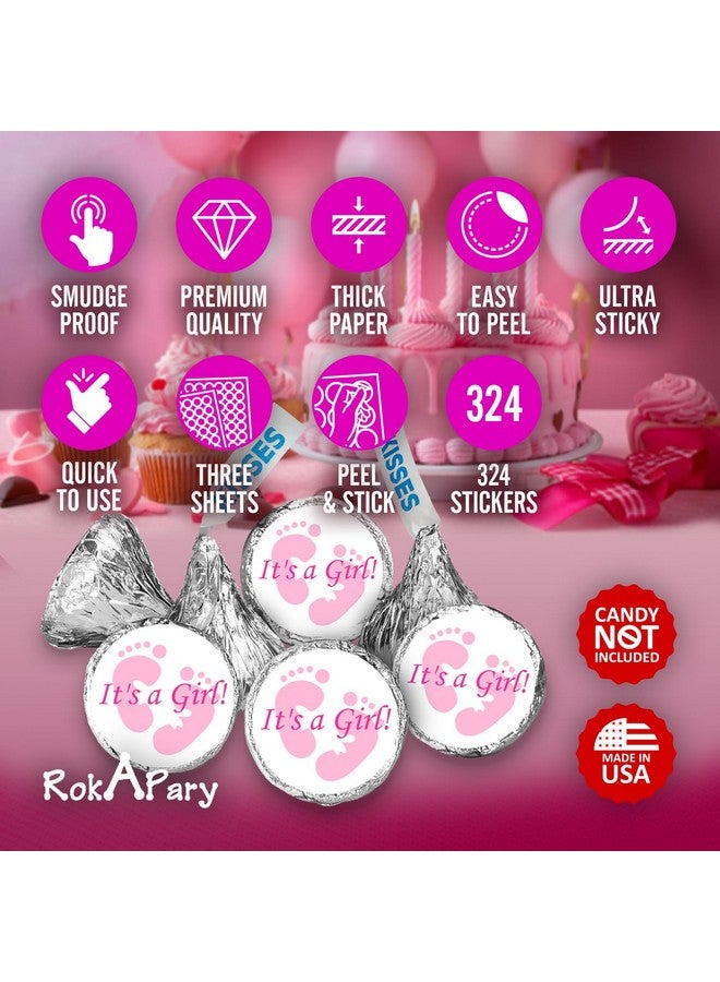 Creativity Labels 324 Its a Girl Pink Footprints Kisses Labels for Baby Shower Or Baby Sprinkle Party Or Event Decorations, Stickers, Wrappers, Favors. Made in USA - Image 3