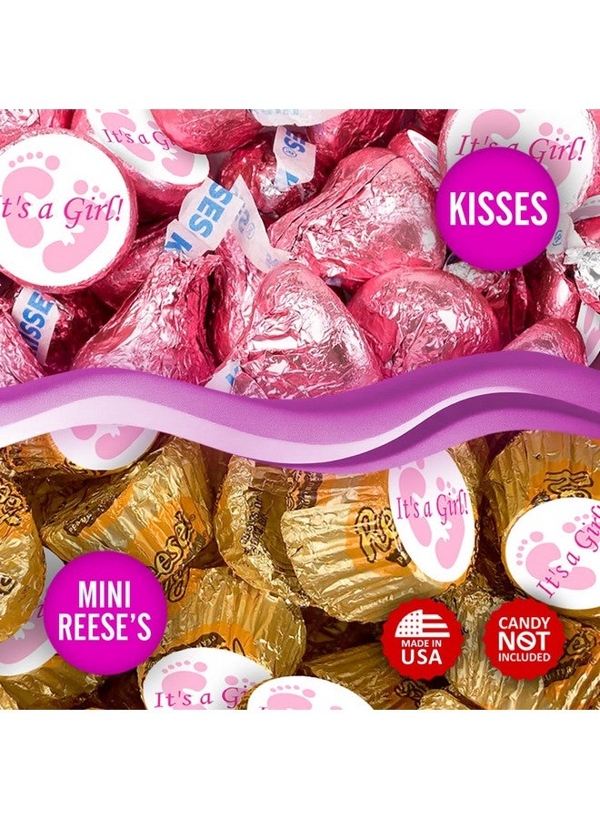Creativity Labels 324 Its a Girl Pink Footprints Kisses Labels for Baby Shower Or Baby Sprinkle Party Or Event Decorations, Stickers, Wrappers, Favors. Made in USA - Image 4